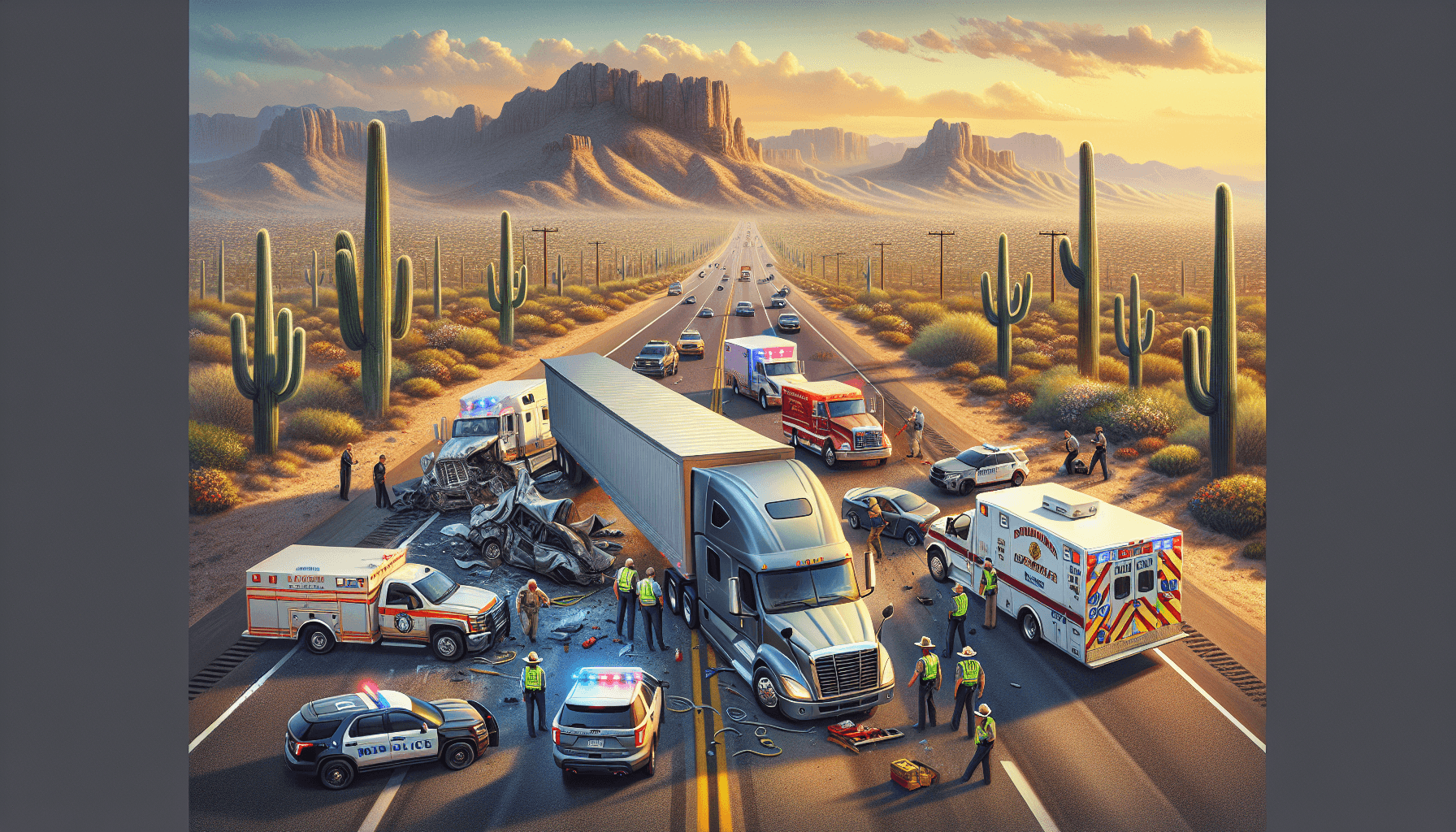 Arizona truck accident attorney, I-17 semi-truck crash scene